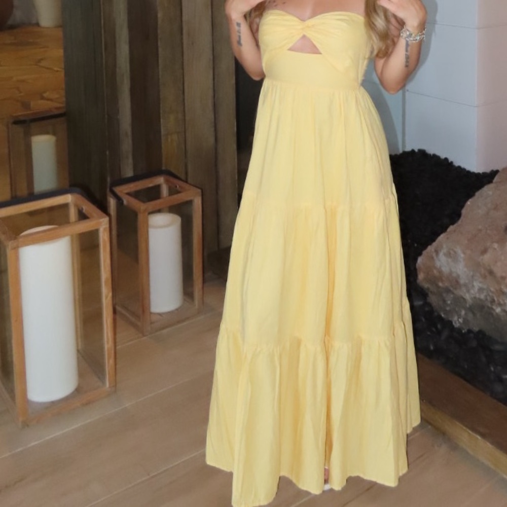 Yellow Strapless Maxi Dress